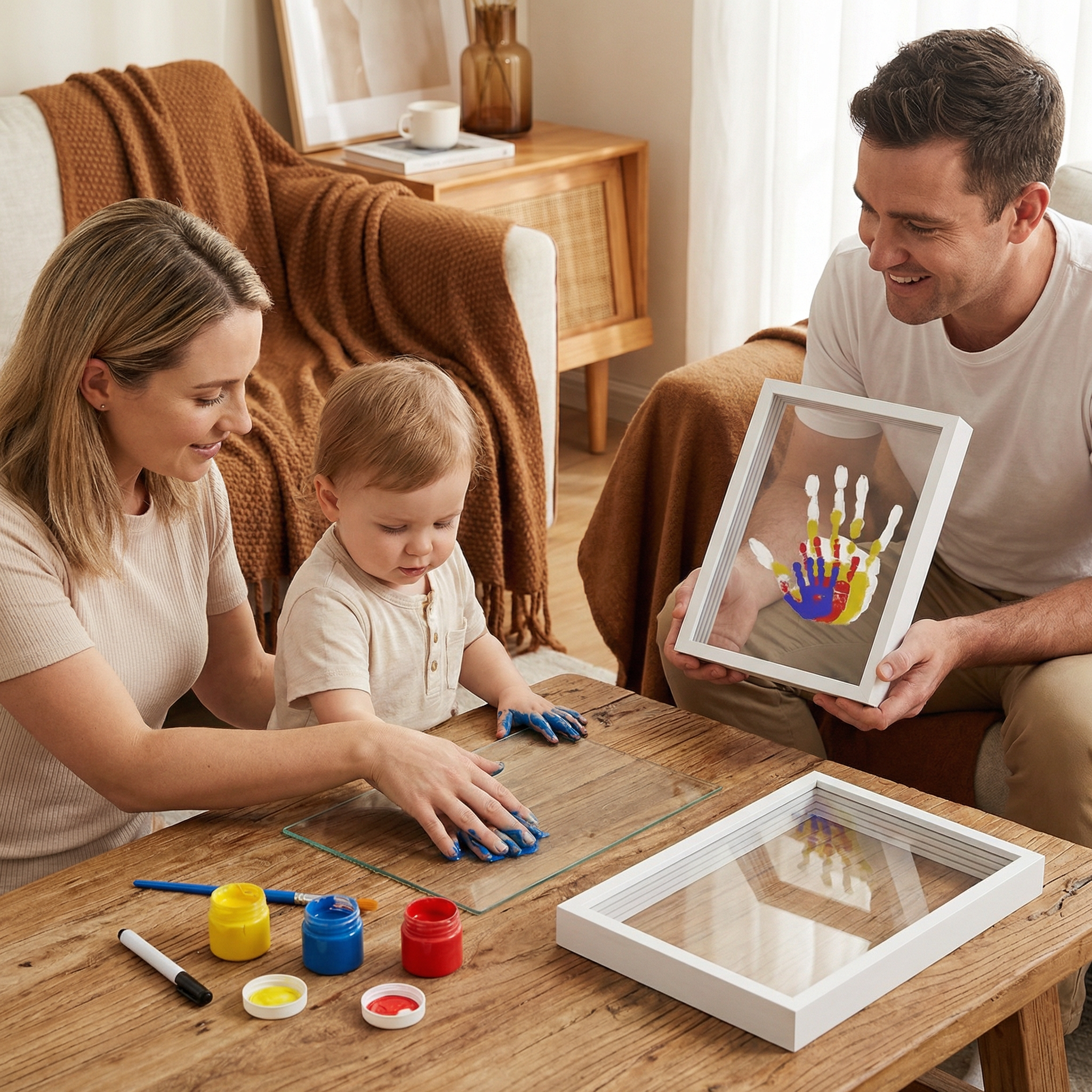 Pro Hanprint DIY Wooden Handprint Photo Frame Kit – Family Keepsake Set with Paints ...